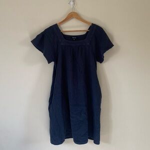 Madewell Cotton Gauze Square neck Dress XXS Navy